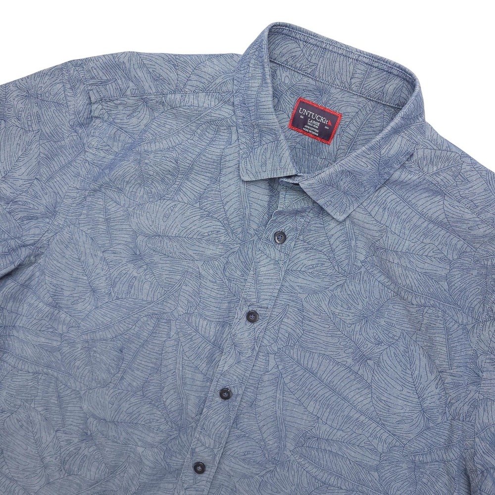 UNTUCKit Montu Shirt Mens LT Blue Floral Short Sleeve Button Up Casual